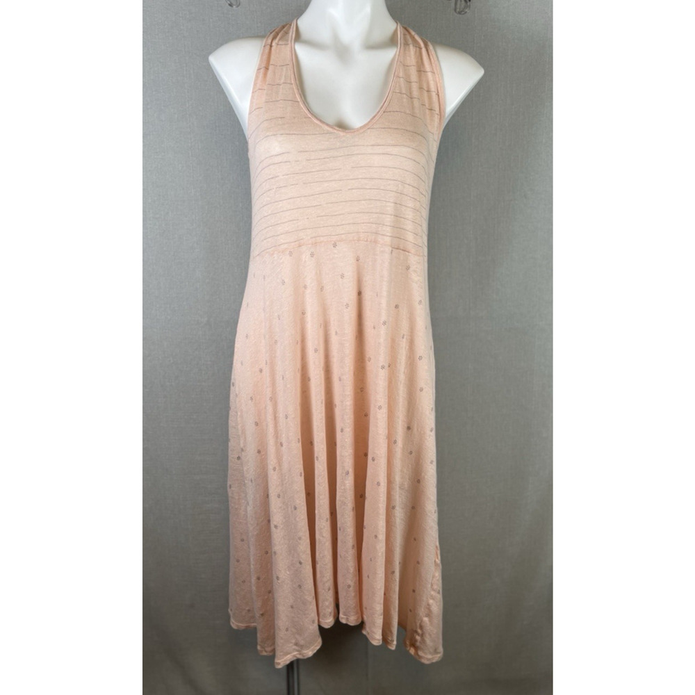 JOHNNY WAS Pete & Greta Peach Pink 100% Linen Midi Dress Size XS Fits Small Boho